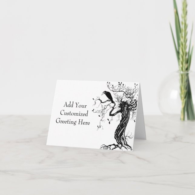 Customized Wicca Witchy Monochrome Greeting Card (Front)