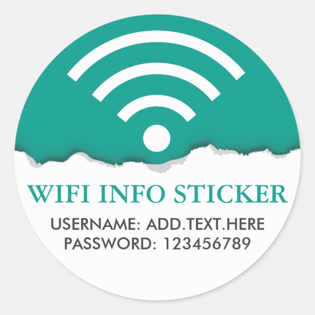 Customized WiFi /Internet Access Information Classic Round Sticker (Front)