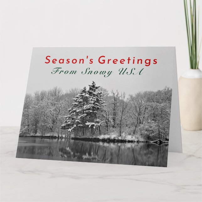 Customized Winter Wonderland, Snowy USA Christmas Card (Front)