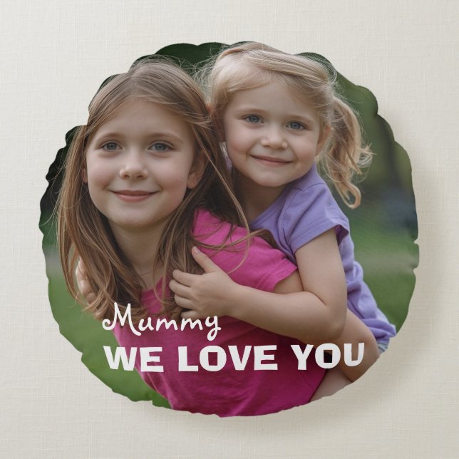 Customized with 2 and text round pillow (Front)