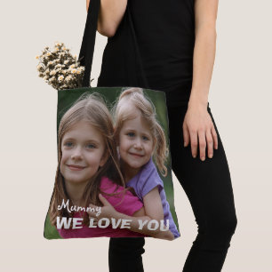Customized with 2 and text tote bag