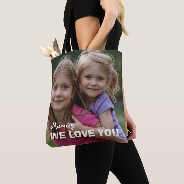 Customized with 2 and text tote bag (Close Up)