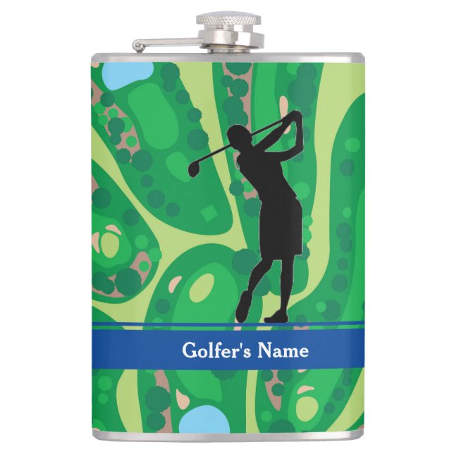 Customized Women's Golf Course Graphic Flask (Front)