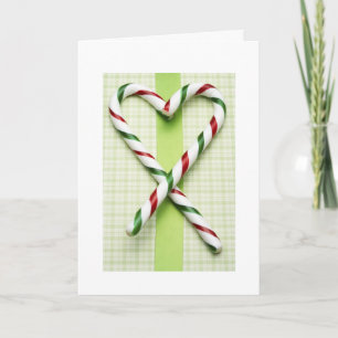 Customized Xmas Greeting Cards Candy Cane Hearts