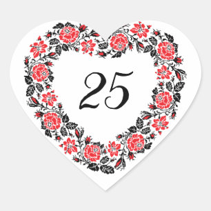Customized year of anniversary. Heart of flowers Sticker