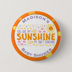 Customized You Are My Sunshine Baby Shower Button