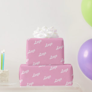 CUSTOMIZED YOUR LOGO STYLISH MODERN PINK WHITE WRAPPING PAPER