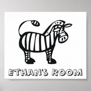 Customized Zebra Children's Room Poster