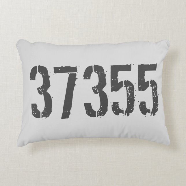 Customized Zip Code Grey Rustic Accent Pillow (Front)