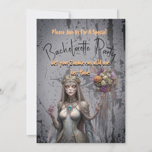 Customized Zombie Bachelorette Party Card Fun Wild (Front)