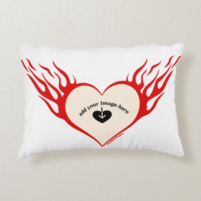 Customizing Flaming Heart  Accent Pillow (Front)