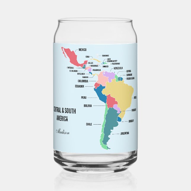 CustomName & Text Central & South America Can Glass (Front)