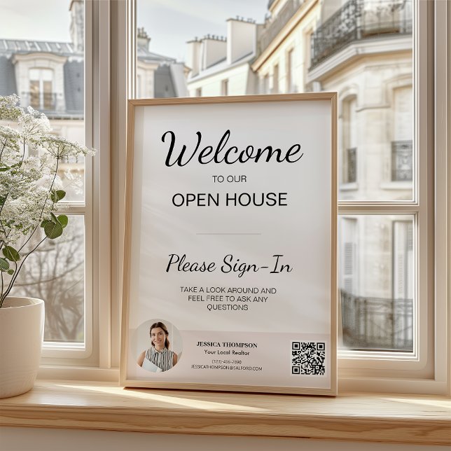 CustomPhoto Real Estate Open House Sign In QR Code Flyer (CustomPhoto Real Estate Open House Sign In QR Code Flyer)