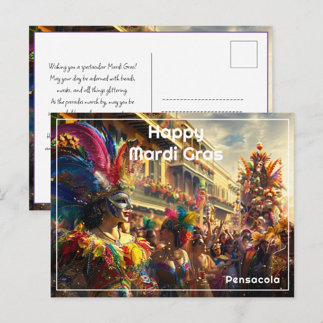 Custom💚💜💛Royal Regalia: Mardi Gras Extravaganza Postcard (Front/Back)