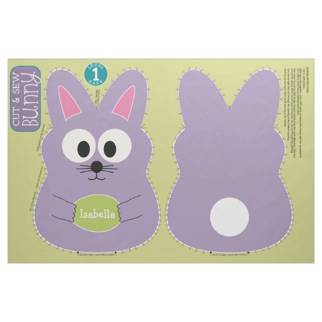 Cut and Sew Customized Easter Bunny Stuffed Animal Fabric (Fat Quarter)