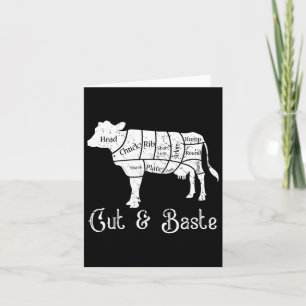 Cut And Ste Cow - Beef Butcher Cuts Of Meat Diagra Card