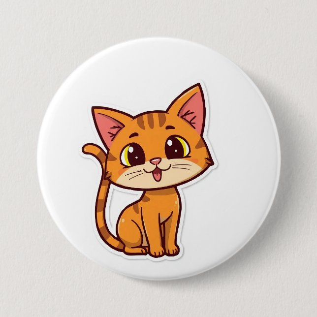 cut cat 3 inch round button (Front)
