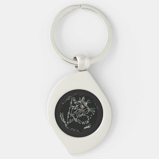 Cut Cat Lover Design Keychain (Front)