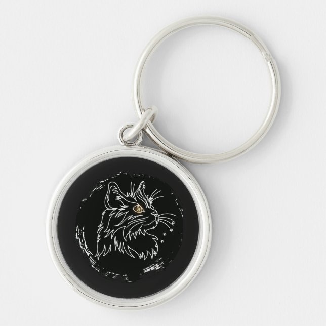 Cut Cat Lover Design Keychain (Front)