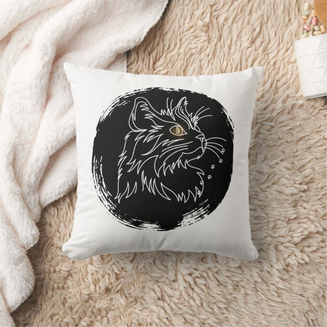 Cut Cat Lover Design Throw Pillow (Blanket)
