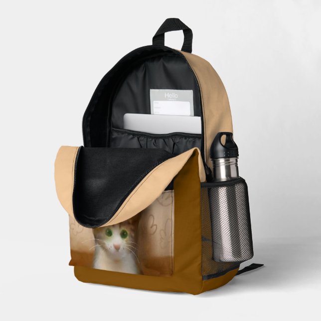 Cut cat series printed backpack (Back Corner Right (Open))