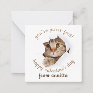 cut cat valentine's day note card