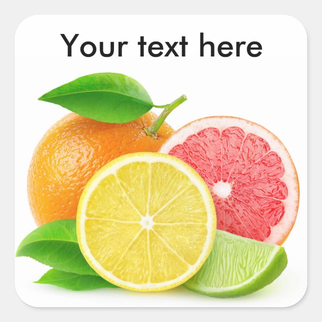 Cut citrus fruits square sticker (Front)