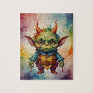 Cut colorful funny little goblin jigsaw puzzle