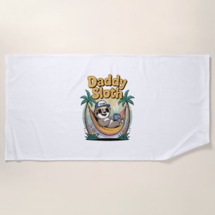 Cut Daddy Sloth Father Beach Towel