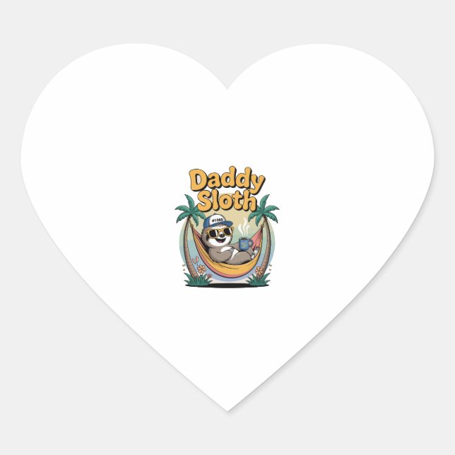 Cut Daddy Sloth Father Heart Sticker (Front)