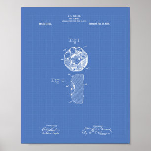 Cut Diamond 1910 Patent Art Blueprint Poster
