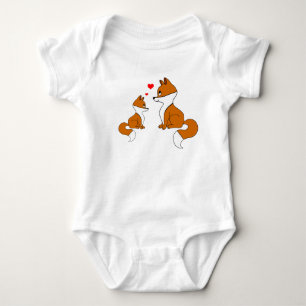 Cut foxes with hearts, hand drawn baby bodysuit