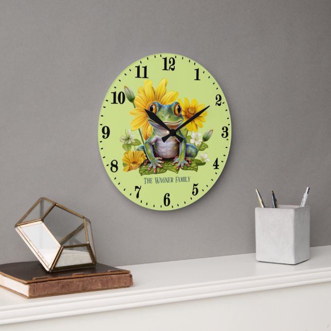 Cut frog lovers add name large clock (Office)