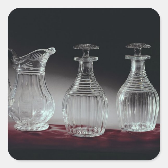 Cut glass decanters and jug, c.1840 square sticker (Front)