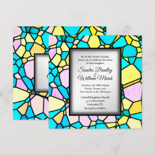 Cut Glass Mosaic Gold Wedding Invitation