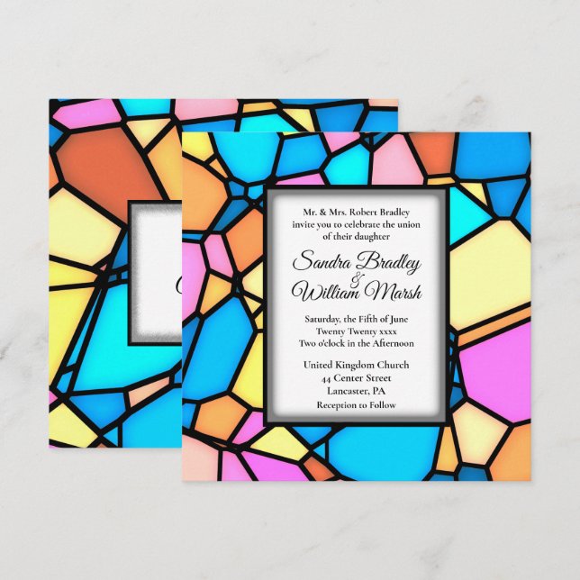 Cut Glass Mosaic Wedding Invitation (Front/Back)