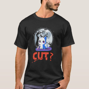 Cut Halloween Costume Murderous Cat With Bloody Kn T-Shirt