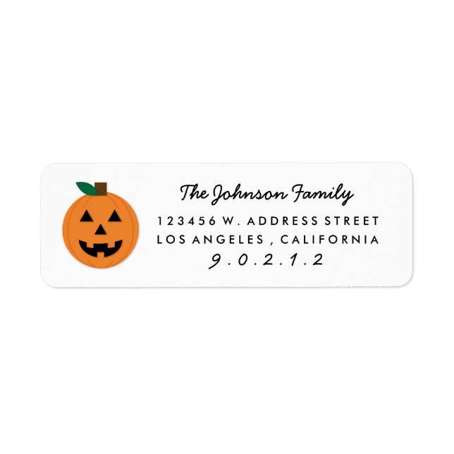 Cut Halloween Pumpkin Home Return Address Labels (Front)