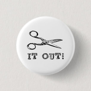 Cut It Out Scissors 1 Inch Round Button