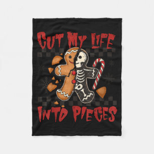 Cut My Life Into Eces Xmas Gingerbread Funny Chris Fleece Blanket