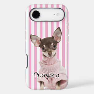 Cut Out Family Dog Photo Pink and White Stripe