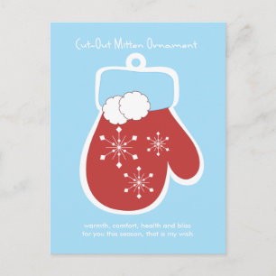 Cut-Out Mitten Ornament Holiday Postcard