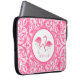 Cut Pair Of Pink Flamingos With Pink Swirls Laptop Sleeve (Front Right)