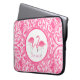 Cut Pair Of Pink Flamingos With Pink Swirls Laptop Sleeve (Front Left)