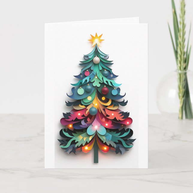 Cut paper Christmas tree Invitation (Front)