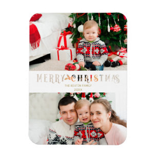 Cut Paper Effect Christmas Custom Photo Scrip Magnet