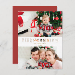 Cut Paper Effect Christmas Custom Photo Script Holiday Card