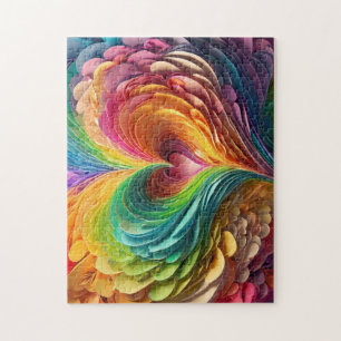 Cut paper hearts in rainbow colours jigsaw puzzle