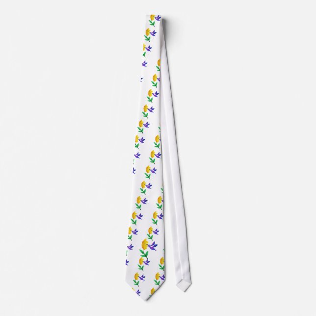 Cut Paper Hummingbird & Flower Tie (Front)