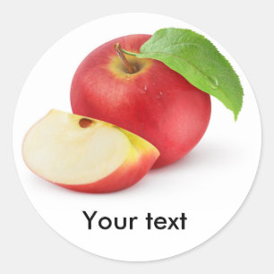 Cut red apple classic round sticker